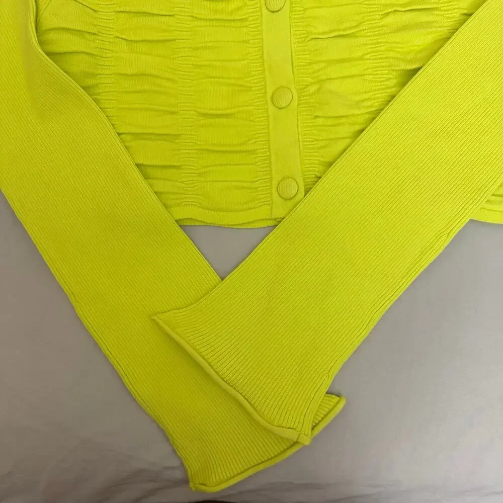 Twinset Girls' Shirred Cardigan In Yellow Neon Size 14 Brand New - Picture 9 of 13
